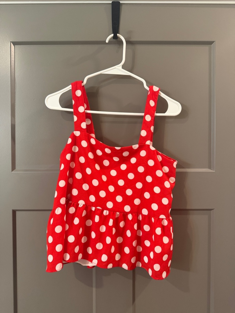 Red Polka Dot Peplum Tank Top